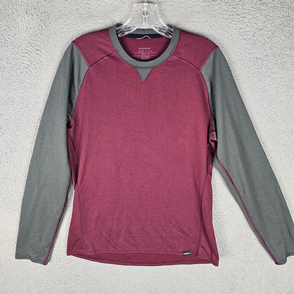 Patagonia Base Layer Men M Burgundy Capilene Thermal Weight Polartec Crewneck